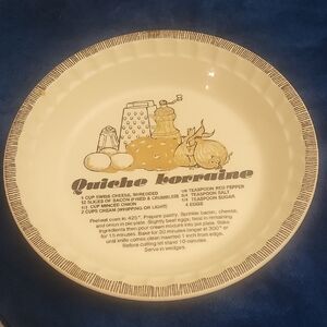 Royal China Quieche Lorraine Vintage Glass Receipe Pan. Minimal Flaws, See Pics